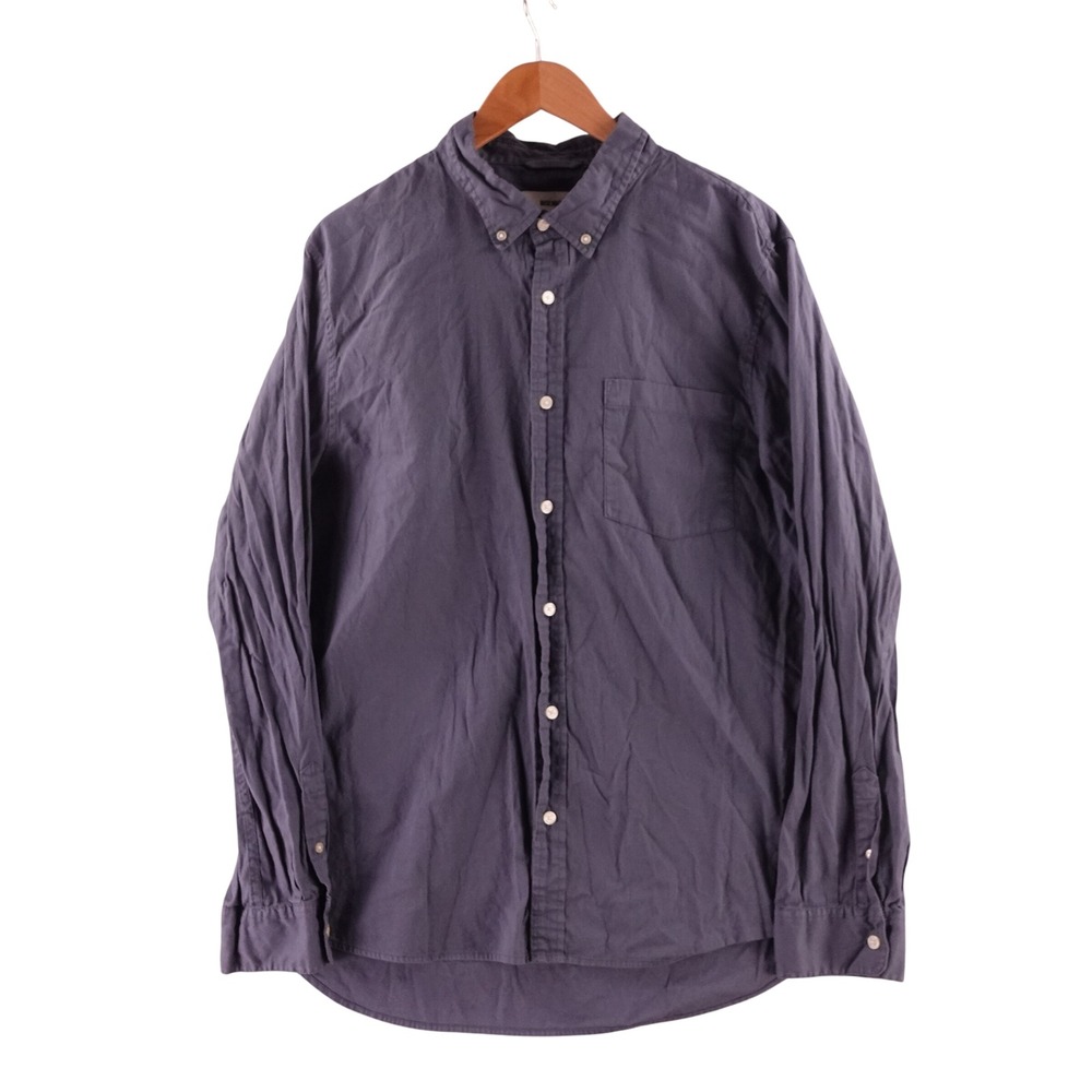 Buck Mason Mens XL Cotton Long Sleeve Oxdford Button Down Shirt Grey BM13001